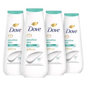 lot 80652 image: Dove Body Wash Sensitive Skin 4 Count Hypoallergenic, Paraben-Free, Sulfate-Free, Cruelty-Free, Moisturizing Skin Cleanser Effectively Washes Away Bacteria While Nourishing Skin 20 oz