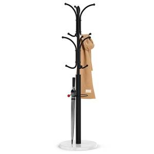 lot 80658 image: Ulimart Coat Rack Freestanding,12 Hooks Coat Racks with Natural Marble Base & Umbrella Holder,Easy Assembly Coat Rack Stand for Hanging Scarf,Purse,Hats,Jacket(Black)
