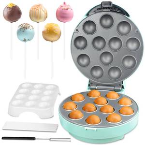lot 80659 image: Bakers Friend Cake Pop Maker Machine Set with Cake Pop Stand, Sticks & Fork Tool, 12 Cake Pops Capacity, Aquamarine