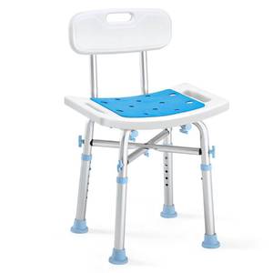 lot 80660 image: OasisSpace Heavy Duty Shower Chair with Back 500lb, EVA Padded Bath Seat with Height Adjustable Tube- Medical Tool Free Anti-Slip Shower Bench Bathtub Stool for Elderly, Senior, Handicap & Disabled
