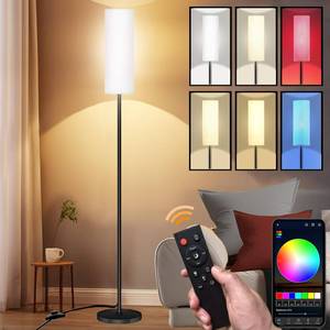 lot 80664 image: Qaubauyt Floor Lamp for Living Room Bedroom,Modern LED Floor Lamp with Remote Control and Stepless Dimmable Colors Temperature & Brightness,Standing Lamps Tall Lamp, 9W Bulb Included(White)