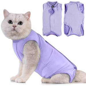 lot 80667 image: Avont Cat Recovery Suit - Kitten Onesie for Cats After Surgery, Cone of Shame Alternative Surgical Spay Suit for Female Cat, Post-Surgery or Skin Diseases Protection -Purple(S)