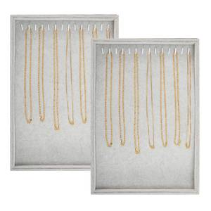 lot 80669 image: Polmart Stackable Necklace & Jewelry OrganizerStorageDisplay Trays, Black Velvet (2-Pack)