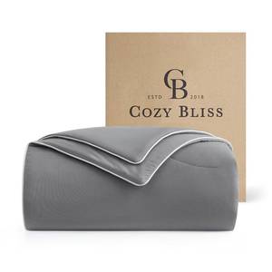 lot 80677 image: Cozy Bliss Cooling Comforter Queen Size Dual-Sided, Ultra-Soft Cooling Blankets for Hot Sleepers and Night Sweats, Breathable Lightweight Silky Smooth, Dark Grey - Retail $96.76