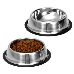 lot 80678 image: Mutsutaz 2 Pack Stainless Steel Dog Bowls with Rubber Bottom, Non Skid Non Spill Heavy Duty Premium Quality Pets Feeder Bowls for Dogs and Cats and More (3.5Cup  28oz)