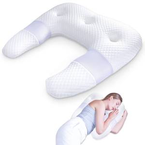 lot 80705 image: SAHEYER Side Sleeper Pillows for Adults, U Shaped Body Pillow for Pain Relief, Orthopedic Memory Foam Shoulder Pillow for Side,Stomach, Back, Arm with Removable Washable Cover (Upgraded Version),White