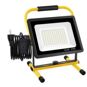 lot 80713 image: Gopretty 100W LED Work Light, 12000LM Super Bright Portable Shop Lights With Stand, 800W Equivalent, Waterproof, 16ft Cord with Plug & Switch, 6000K Daylight for Workshop, Construction Site, Job Site