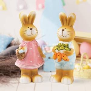 lot 80729 image: Homemory 2PC Bunny Decor Rabbit Figurines, Easter Statues Set of 2 for Spring Tabletop Decor Decorations Outdoor Garden 8.2 Inches