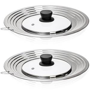 lot 80730 image: WRINGKIT 2 Pack Universal Lids for Pots Pans, Stainless Steel Replacement Frying Pan Cover with Heat Resistant Knob, Heavy Duty Skillets Cover, Fit 8-12.5 Inch Cookware