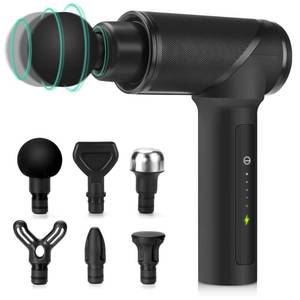 lot 80731 image: Medcursor Massage Gun, High Intensity Brushless Motor, Muscle Massage Gun Deep Tissue for Athletes with 6 Massage Heads, Electric Percussion Massager for Any Pain Relief, Gifts for FatherDad (Black)
