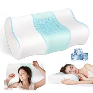 lot 80739 image: JINXIA Cooling Memory Foam Pillow Cervical Neck Pillow,Ergonomic Orthopedic Contour Pillow for Neck Support,Cervical Bed Pillow for SideBackStomach Sleeper