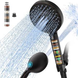 lot 80741 image: SR SUN RISE Filtered Shower Head with Handheld, High Pressure 9 Spray Mode ORB Showerhead with Filters, detachable shower head,Water Softener Filters Beads for Hard Water - Remove Chlorine