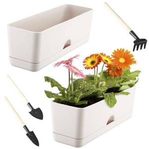 lot 80780 image: lucpur 2-Pack Flower Pots Large Window Boxes Planters 16 Inch Rectangle Plant Pot Rectangular Planters for Outdoor Indoor Plants Plastic Windowsill Planter for Herbs Flowers Long Window Sill Planters