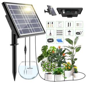 lot 80797 image: Drip Irrigation Kit Skycow Solar & USB Power Drip Irrigation System 15 Potted Indoor Outdoor Garden Balcony Automatic Easy DIY Plant Watering System Multi-Timing Mode Digital Screen