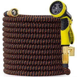 lot 80800 image: Expandable Garden Hose 100 ft, 2025 Upgraded Flexible Water Hose 100ft with 10 Function Spray Nozzle, Lightweight, No Kink, Retractable Expanding Hose With 34 Solid Brass Fittings