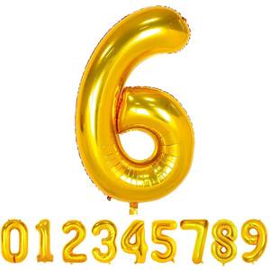 lot 80805 image: Large Gold 6 Balloon Number, 42 Inch 6th Birthday Decorations, Foil Mylar Big Helium Numbers Balloons for Birthday Anniversary Decorations Party Supplies
