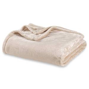 lot 80809 image: Berkshire Blanket Classic VelvetLoft� Solid Bed Blanket Queen Size, Lightweight Soft Fuzzy Plush Blanket for Bed and Couch, Grain, 90x90 Inches