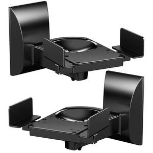 lot 80814 image: WALI Speaker Wall Mounts, Dual Side Clamping Bookshelf Mounting Bracket for Large Surrounding Sound Speakers, Hold up to 55 lbs. (SWM201), 1 Pair, Black
