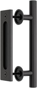 lot 80815 image: QINAIXQM 1230CM Sliding Barn Door Handle Double Sided Pull and Flush Barn Door Embedded Invisible Alloy Steel Frosted Black