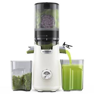 lot 80818 image: ACOQOOS Juicer Machines, Cold Press Juicer Whole Fruit and Vegetable with 5.3 Wider and Larger Feeding Chute (Capacity 1.8L), Easy to Clean Juicers with 2 Cups, Masticating Juicer White - Retail $120.33