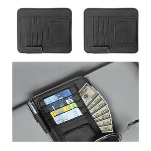 lot 80821 image: Augeny 2 PCS Car Sun Visor Organizer, Small Auto Visor Organizer and Storage, Registration and Document Holder for Sunglasses, Card, Pen, Driver License, Car Accessories (Black)