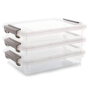 lot 80848 image: Citylife Plastic Storage Bins with Latching Lids Portable Project Case Clear File Box Stackable Storage Containers for Organizing A4 Paper, Photo, Document, Scrapbook