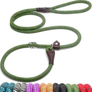 lot 80851 image: Fida Durable Slip Lead, 6 FT x 12 Heavy Duty Loop Leash, Comfortable Strong Rope for Large, Medium Dogs, No Pull Pet Training With Highly Reflective, Green