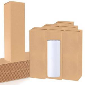lot 18316 image: 24 PCS Gift Boxes for Sublimation Tumbler 9.8 x 3.3 x 3.3 Inch Corrugated Cardboard Shipping Box for 12oz, 20oz, 30oz Heat Press Sublimation Blanks Skinny Cup for Shipping Gift Wrapping