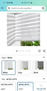 lot 30217 image: Horizontal Light Filtering Zebra Shade 46x47 White