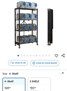lot 30221 image: Storage Shelves, Closet Organizers and Storage 4-Shelf Foldable Metal Shelving Units 28 W x 14 D x 50 H for Garage Kitchen Bakers, Collapsible Organizer Rack, Heavy Duty on Wheels (4 -Shelf)