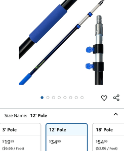 lot 30222 image: EVERSPROUT Pro Pole, 5-to-12 Foot Heavy Duty Extension Pole (3-Stage), Lightweight Anodized Aluminum, Telescoping Pole - Fits Standard ACME Threaded Adaptor for Cleaning, Squeegee, Bulb Change & More