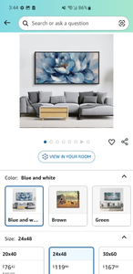 lot 30223 image: Blue Floral Canvas Wall Art 24x48