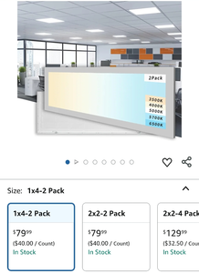 lot 30224 image: LED Panel Light 2-Pack Color Temperature Adjustable 3500K-6500K