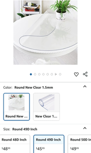 lot 30225 image: Round Clear Table Protector 1.5mm Thick - 49 Inch Diameter