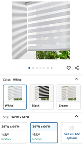 lot 30231 image: Horizontal Light Filtering Zebra Shade 34W x 64H