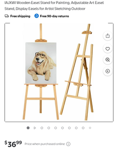 lot 30233 image: IAJXWI Wooden Adjustable Art Easel Stand, Missing Hardware.