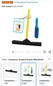lot 30234 image: FURemover 2-in-1 Rubber Broom with Squeegee and Cleaning Brush