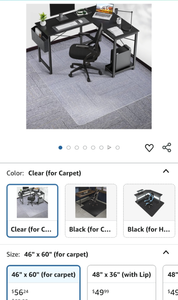 lot 30236 image: Clear Office Chair Mat for Carpet 46 x 60