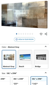lot 30238 image: Baisuart A61275 Canvas Prints Abstract Wall Art Print Paintings Grey and Brown Stretched Canvas Wooden Framed for living Room Bedroom and Office Home Decor Artwork XXLarge