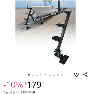 lot 30241 image: Heavy Duty Boat Trailer Steps with Safety Handle, Non-Slip Surface, Trailers Tongue Step Compatible with Most Deep V, Patent Pending, 4 Steps