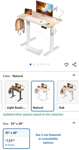 lot 30242 image: Kingant Standing Desk Height Adjustable Electric 35 x 20 Inch - Ergonomic Sit Stand Desk for Home Office Computer Workstation