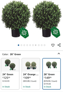 lot 30243 image: 26-inch Artificial Plant with Black Planter, Set of 2, approximately 24x16