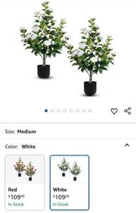 lot 30244 image: Artificial Camellia Tree with White Flowers in Black Planter, FEW FLOWERS DIRTY see photos