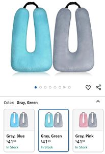 lot 30248 image: Two Pcs Car Travel Pillow for The Back Seat 28 x 18 in Sleeping Reading Pillows for Long Distance Travel Car Cushion for Kids Adults Head and Body Support U Shaped Pad for Travel