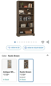 lot 30255 image: 5-Shelf Wood Bookcase, 65 Inch Tall Bookshelf with Storage, Floor Standing Display Book Shelf (Rustic Brown)