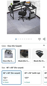 lot 30260 image: Clear Office Chair Mat for Carpet 46 x 60