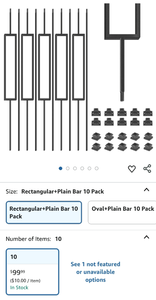 lot 30261 image: Metal Rectangular Baluster 10-Pack with Installation Hardware