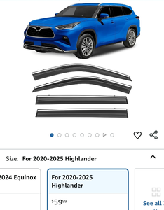 lot 30266 image: Shatterproof Taped-On Window Deflectors for Toyota Highlander 2020-2025 with Chrome Trim, Rain Guards, Window Visors for Car, Vent Deflector, 4pcs