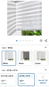 lot 30267 image: Persilux Cordless Zebra Roller Window Shades Free-Stop Roller Blinds (32 W X 72 H, White) Light Control for Day and Night, Light Filtering Sheer Roler Shades for Windows, Easy to Install