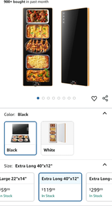 lot 30269 image: Electric Warming Tray Extra Long 40x12 Food Warmer with Thermostat and Full Surface Heating, Food Warming Mat with 2 Temperature Modes for Parties Buffet